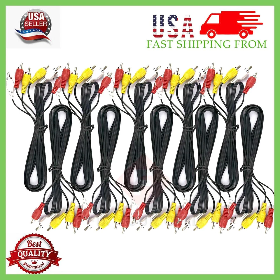 6 FT RCA A/v Composite Cables Dvd/vcr/sat Yellow Red White
