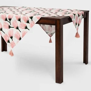 Opalhouse™ Tassel Trim Floral Blooms Pink Table Runners /Table Throws 50 x50 - Picture 1 of 6