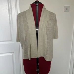 Wallis Linen Blend Beige Short Sleeved Edge To Edge Shrug Cardigan Size M - Picture 1 of 7