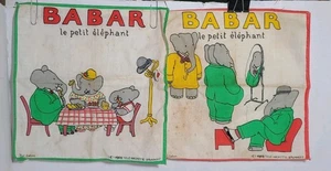 Fazzoletti per bambini vintage Babar Le Petit Elephant 1969 fazzoletti fazzoletti - Foto 1 di 12