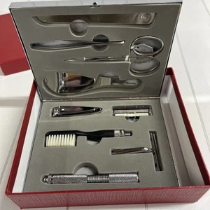 NEIMAN MARKUS MEN'S LUXURY TRAVEL KIT:TOOTH BRUSH/GROOMING/SHAVING. STAINLESS ST - Picture 1 of 4