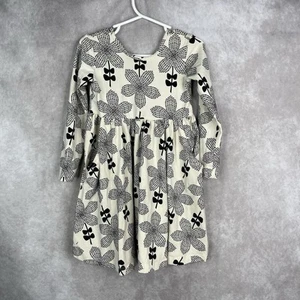 Hanna Andersson Floral Skater Dress In Black White Girls Size 4 - Picture 1 of 6