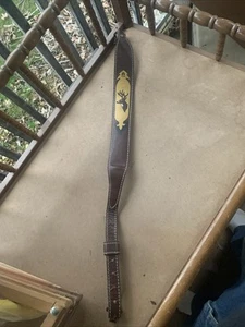 Painted Leather Rifle Shotgun Sling Strap with Swivels Adjustable Belt Big Buck - Picture 1 of 9