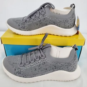 Aetrex Womens 5/5.5 Carly Orthopedic Arch Support Knit Sneakers Grey New In Box - Picture 1 of 8