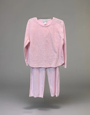 OSCAR DE LA RENTA Women’s M Pajama Set Light Pink Soft Fleece Shirt & Pants PJ’s - Image 1 of 4