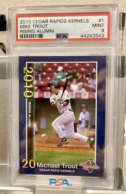 Tarjeta de novato Mike Trout PSA 9 como nueva 2010 Cedar Rapids Kernels Rising Alumni #1 Foto 1 de 2