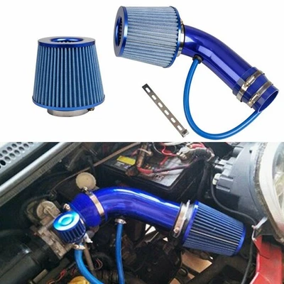 3'' Cold Air Intake System Induction Pipe Tube Kit Cone Air Filter Inlet Blue - Image 1 of 4