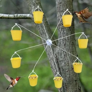 Wheel Bird Feeder Pet Bird Foraging Toys 8 Feeding Buckets with Food9791 - Picture 1 of 10
