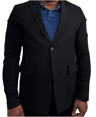 Impresionante Blazer Para Hombre RICK OWENS Negro Abotonado Tejido Mangas Talla 54 UK 44 Foto 1 de 4