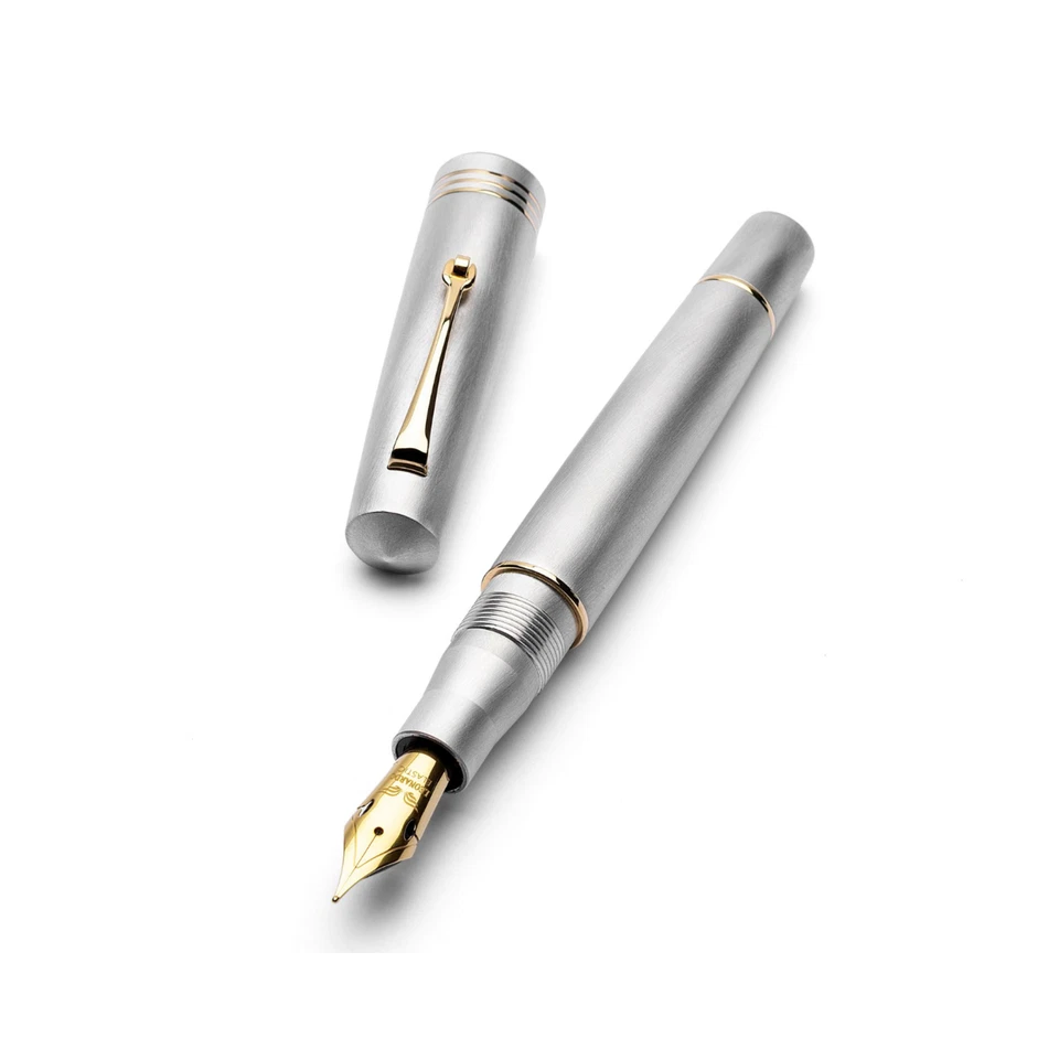 Pluma Estilográfica Leonardo Momento Zero en Alúmina con Borde Dorado - Ancha - NUEVA Foto 1 de 1