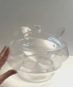 Acrylic Salad Fruit Bowl w/ Servers Clear Large 6 qt with Ice Chill Resevoir - Picture 1 of 16