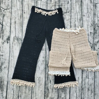 Mujeres Sexy Bikini Pantalones Crochet Concha Flecos Moda Ropa de Playa Pantalones Largos Foto 1 de 2