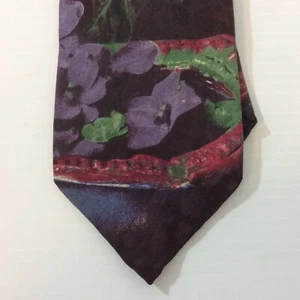 STRUCTURE Mens Necktie Tie Silk Italian Red Purple Green USA 3.75 in width - Picture 1 of 8
