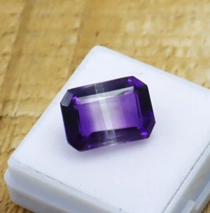 Piedra preciosa suelta amatista púrpura forma esmeralda certificada AAA+ natural 7,40 quilates - Imagen 1 de 14