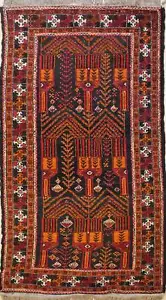 Alfombra negra de diseño caucásico Rugstc 4x8, anudada a mano, tribal balochi con lana - Imagen 1 de 5