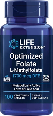 Life Extension Optimized Folato 1700 Mcg 100 Tabs (EXP .01/2026) Foto 1 de 2