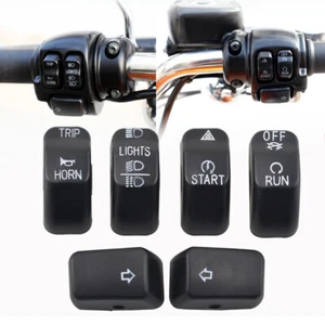 Black Hand Control Switch Housing Button Caps For Harley Dyna Softail Sportster - Foto 1 di 14