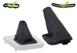 FOR BMW E46 automatic LHD GEAR SHIFT + EBRAKE GAITER ALCANTARA s. BLUE + FRAMES - Bild 1 von 5