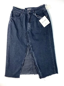 DL1961 Falda Georgia Midi Lavado Oscuro Rodas Dobladillo Crudo Ranura Frontal Talla 28 NUEVA $149 - Imagen 1 de 8