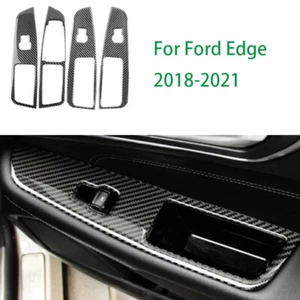 For Ford Edge 2018-21 Real Carbon Fiber Window Lock Lift Panel Frame Trim 4PCS - Picture 1 of 6