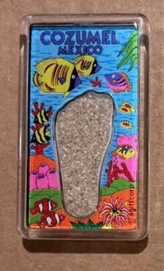 Vintage Cozumel Mexico Kühlschrankmagnet Sand Footprint - Bild 1 von 2