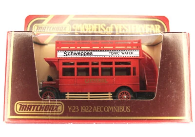 MATCHBOX MODELS OF YESTERYEAR 1922 AEC Omnibus Y-23 Schweppes White Label. - Image 1 of 4