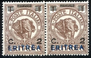 Italienische Kolonien Eritrea 1924 Nr. 80 ** Paar verschiedene Größen und Abziehbild (L046) - Bild 1 von 2