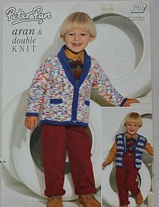 Peter Pan Knitting Pattern P815 - Childs Jacket & Vest in Aran & DK - Picture 1 of 2