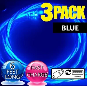 3 Pack 6FT LED Fast Charge Cable 8 Pin USB Cord for Apple iPhone 8 X XR 11 12 13 - Picture 1 of 18
