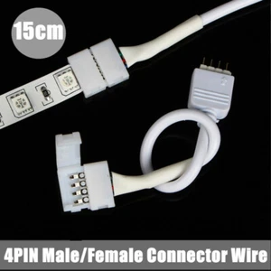 4 PIN Solderless Male Connector Wire Cable (L25) For RGB LED Strip Light Joiner - Picture 1 of 4