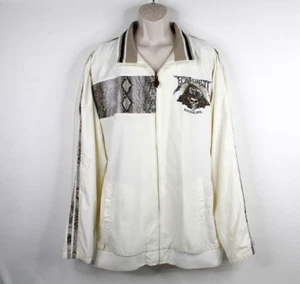 Vintage Ecko Unltd Jacket Mens 2XL Beige Faux Snakeskin Full Zip Hip Hop Skulls - Picture 1 of 13
