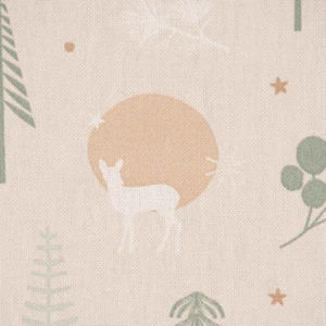 Dekostoff Halbpanama Leinenlook Bäume Waldtiere beige grün weiß 1,40m Breite - Bild 1 von 10