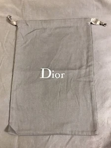 Dior Dust Bag 13 x 9 Inch Gray White Logo Drawstring Gift Storage - Picture 1 of 7
