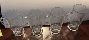 Vintage Princess House Crystal Set 4 Irish Coffee Mugs #504 Footed Heritage Etch - Picture 1 of 4