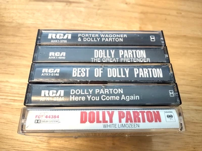 Dolly Parton 5 Cassette Lot: Best Of White Limo Here You Come Pretender Porter W - Image 1 of 4