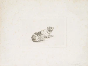 J. RANFTL (1805-1854), Liegender Hund, 1847, Radierung Realismus Tiere - Picture 1 of 4