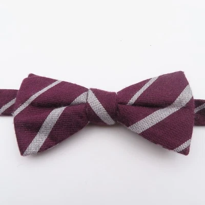 Black Brown Bow Tie Red Gray Striped 2.5" Wide Pre Tie Wool Silk New - Image 1 of 4