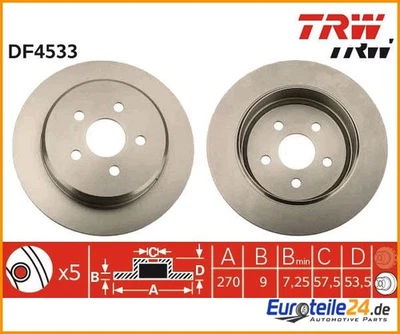 2 uds disco de freno TRW DF4533 para Chrysler PT Cruiser Neon Foto 1 de 2