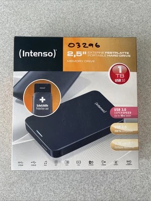 Intenso 1TB USB 3.0 2.5" External Hard Drive Black 1000 GB Memory Drive - Image 1 of 4
