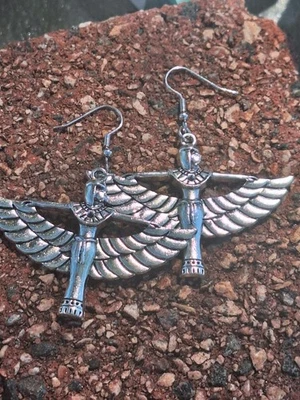Pendientes Isis Ala Egipto Diosa Renacimiento Egipcio Plata Foto 1 de 4