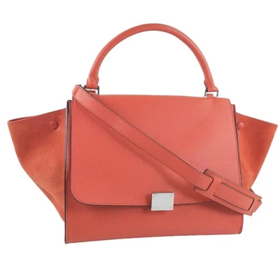 Bolso de Mano CELINE Trapecio 169543 Bolso 2WAY Rojo/Naranja Piel de becerro/Gamuza Mujer Foto 1 de 4