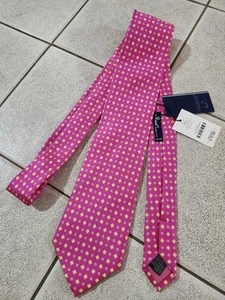 Corbata de seda Arturo Calle de Daniel Milano rosa amarillo blanco geométrica nueva con etiquetas  - Imagen 1 de 8