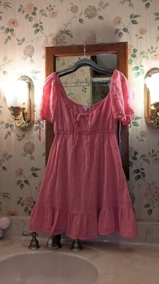 Mini vestido babydoll rosa con volantes lazos coqueta Honey & Sparkle para mujer talla L Foto 1 de 4