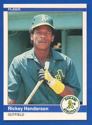 Fleer #447 1984 - Rickey Henderson Oakland A's Salón de la fama ¡Se ve como nuevo!! Foto 1 de 2