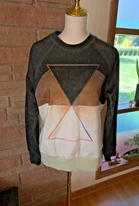 Acne Studios White Sweatshirt Geometric Design Small College H.K. - Picture 1 of 6