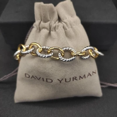 New/DAVlDYurmanSilverand 18k/Gold/Sterling/ 18mm Oval Cable Link 7.5Bracelet - Image 1 of 4