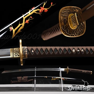 Espada samurai japonesa aço dobrado Damasco argila flor de ameixa Katana argila - Imagem 1 de 4