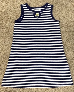 VTG Amy Too Girls Size 6X Blue and White Striped Dress-Hippie-Bo-Ho-Smiley Face - Picture 1 of 6