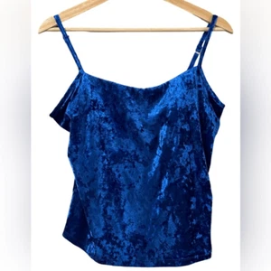 Susan Lucci Blue Velvet Tank Top Bra Support 38C Medium M Spaghetti Strap - Picture 1 of 4