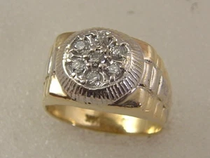 14 karat men's diamond ring - 14K yellow white gold 0.40 carat diamond Rolx ring - Picture 1 of 6